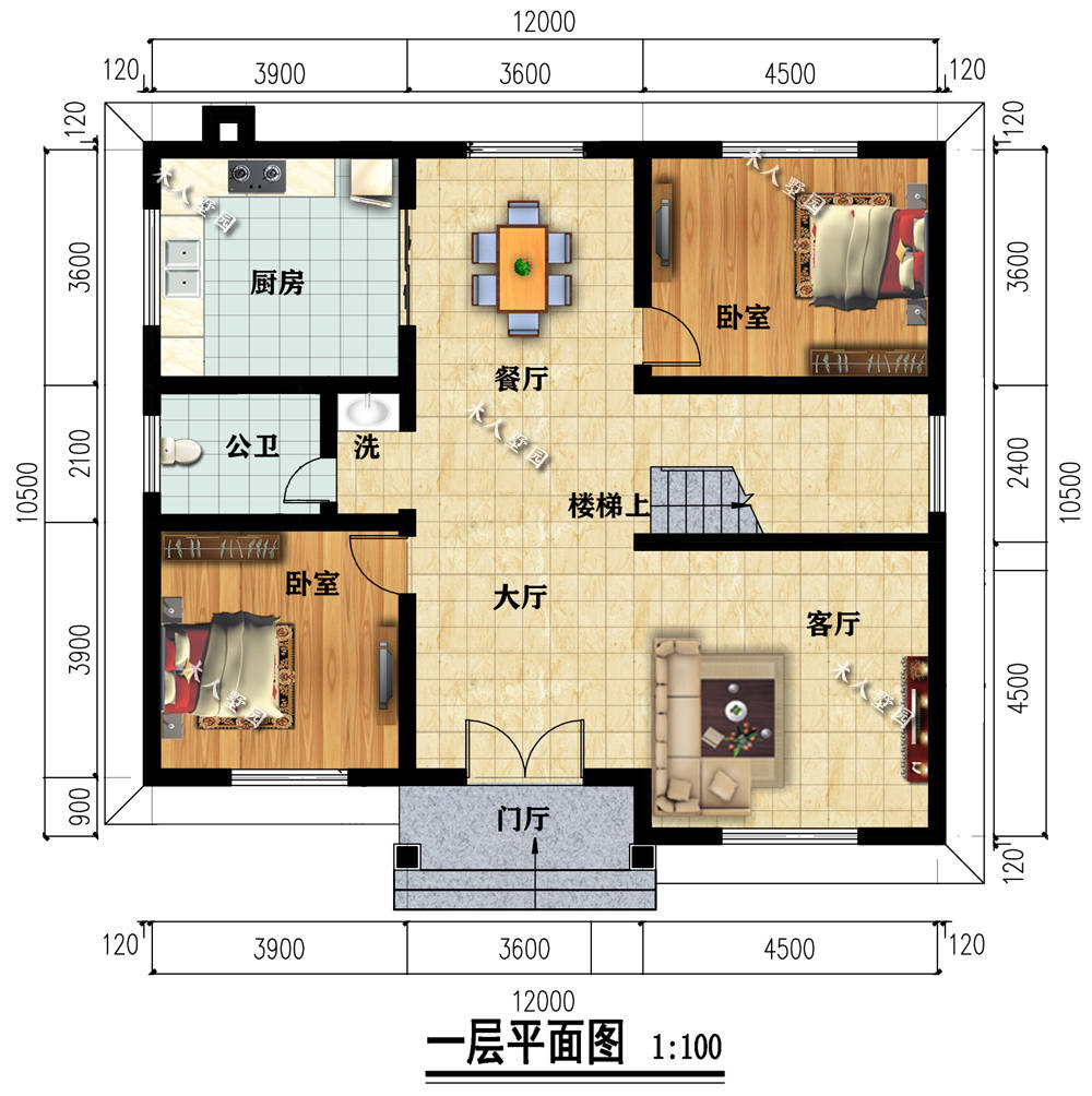 12米宽的两栋农村别墅,设计图纸很详细,收藏以后建房用