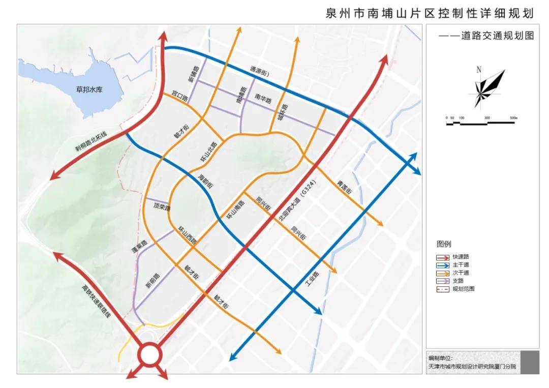 ①城市快速路:包括北迎宾大道(75米)和刺桐路北拓线(60-90米);②城市