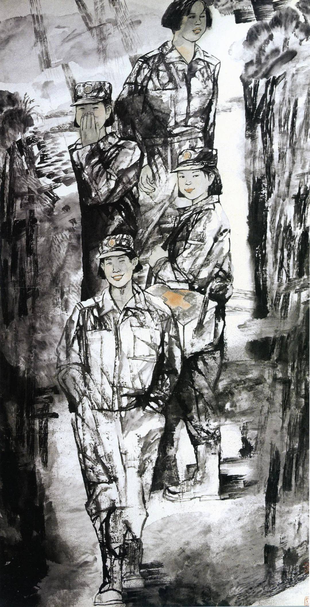 杨芳国画作品欣赏_军人