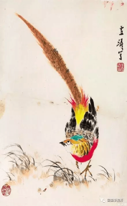 王雪涛 锦鸡 锦鸡是历代画家喜欢的题材,王雪涛的大特写,好美!