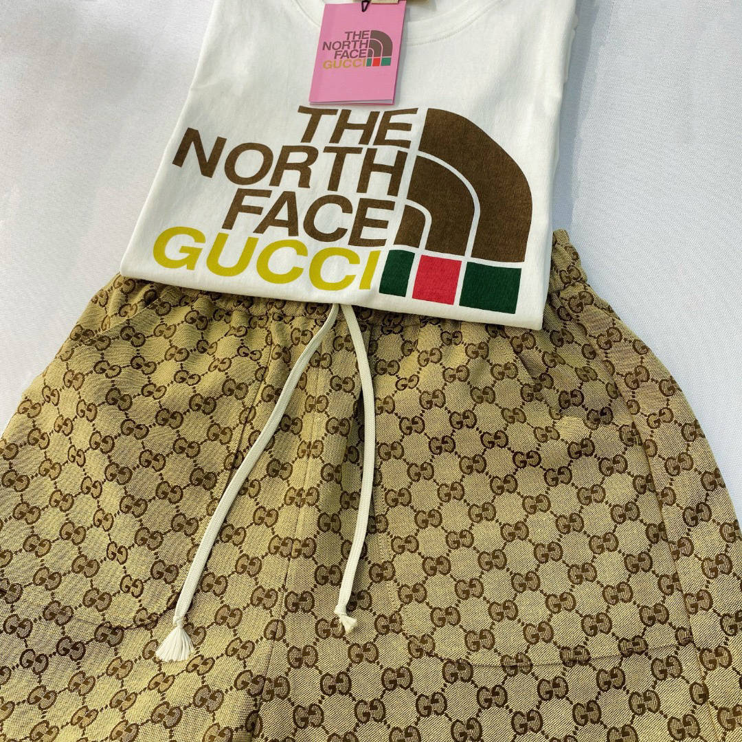 北面x gucci联名系列经典双g短裤_logo