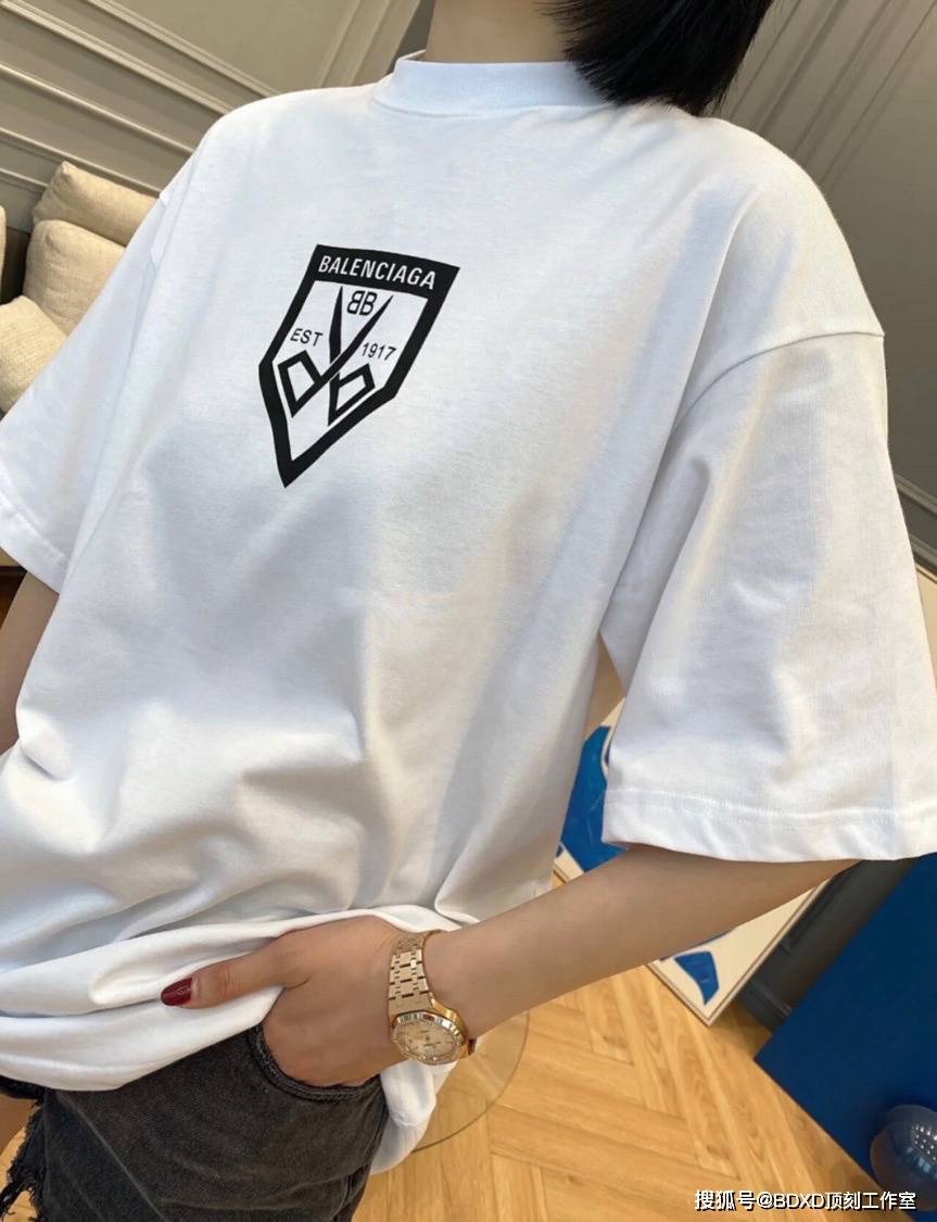 巴黎世家balenciaga剪刀印花图案短袖t恤