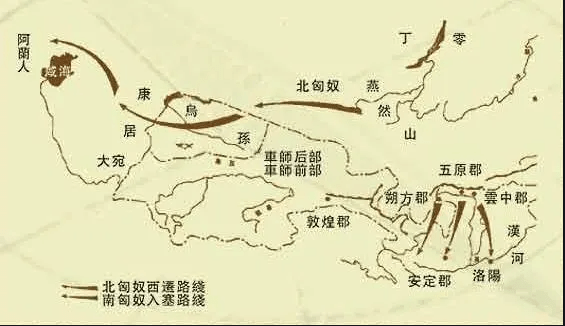 (北匈奴西迁路线图)