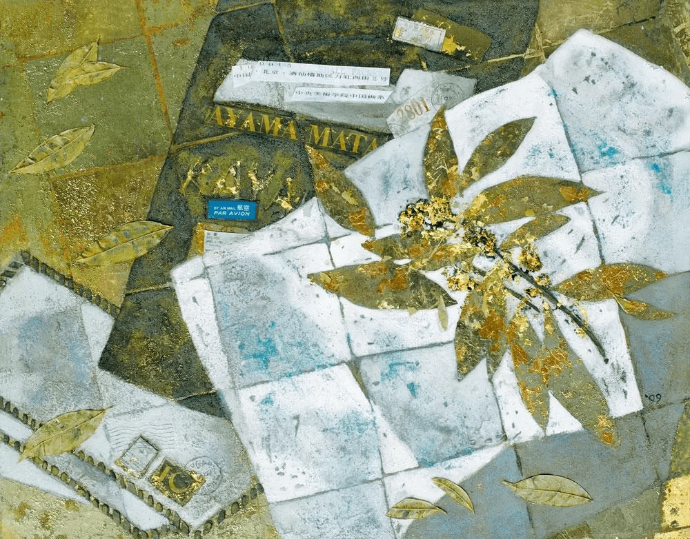 胡明哲岩彩作品《远方来信》 50x60cm 1999