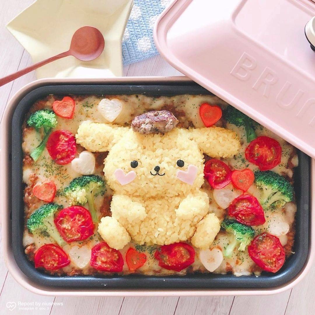日本妈妈手作三丽鸥造型便当布丁狗咖喱饭可爱到舍不得吃