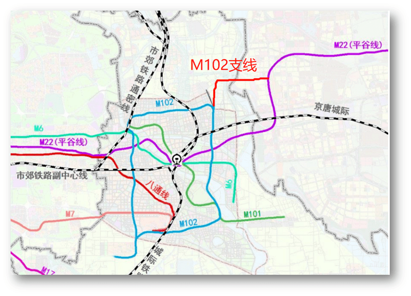 从规划图上看,燕郊除了平谷线m23号线之外,还将拥有m102,m22号线,一