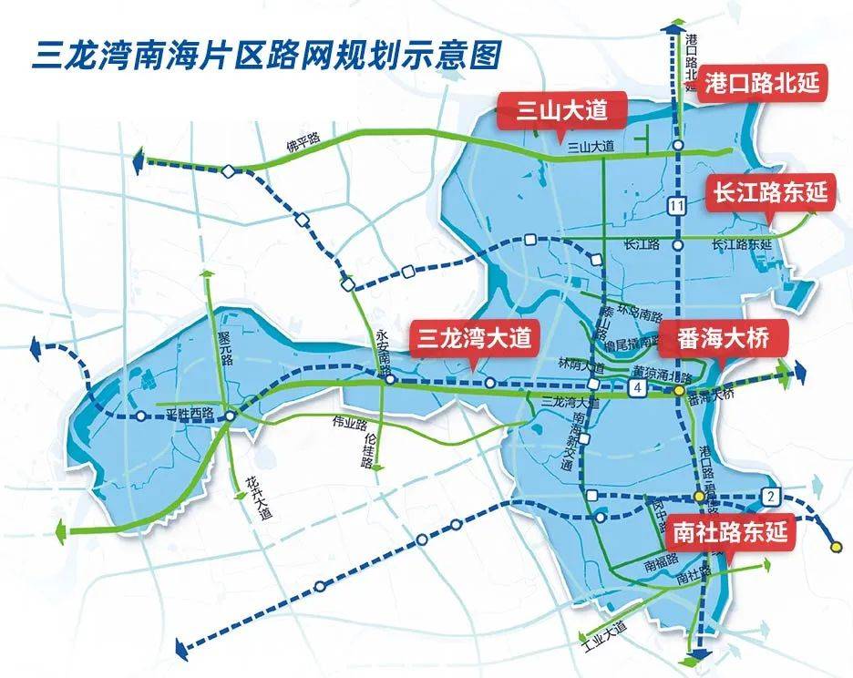 今年将积极推动港口路北延南拓,五斗桥接伦桂路,聚元路南延,季华路东