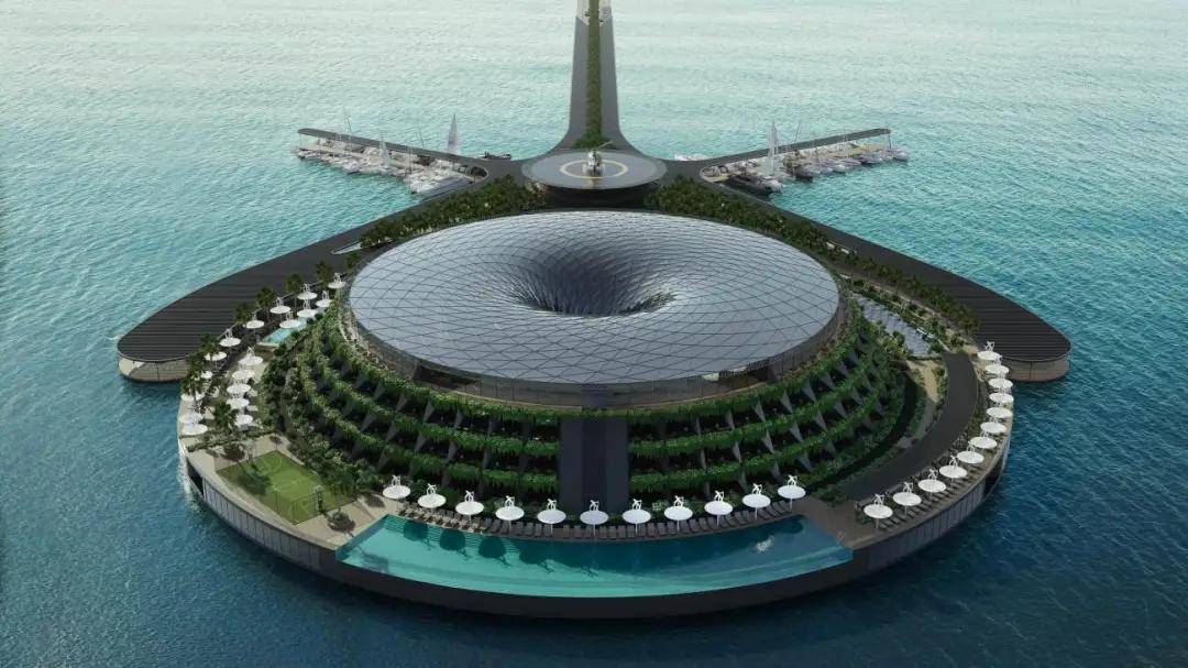 原创海上漩涡酒店,24小时自转一周 | eco-floating hotel