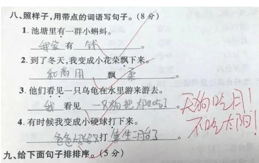 原创小学生造句走红老师看完哭笑不得家长他说的是假的