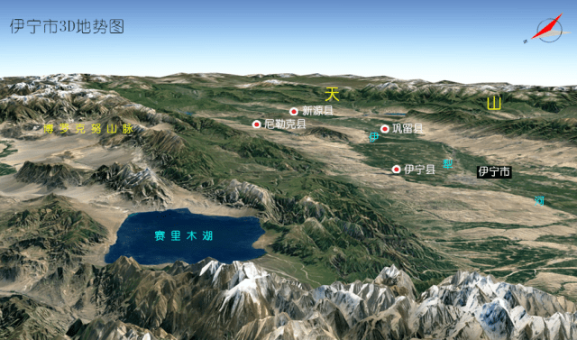 新疆14个地级市州,高清3d地势图:乌鲁木齐,阿克苏,喀什,伊犁