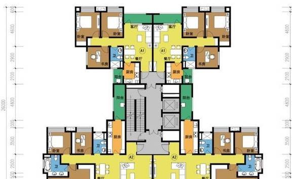 (2)一梯两户的房子是并排式的,房子的面积一样大,属于大户型的吧!