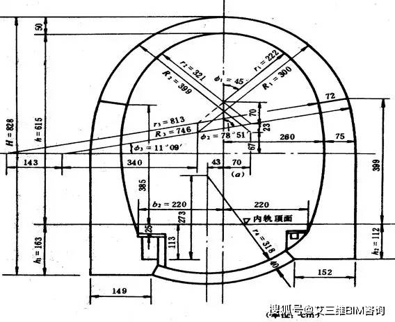 其内部轮廓线由五心圆曲线组成 双线或三线隧道的洞身衬砌,可以采取