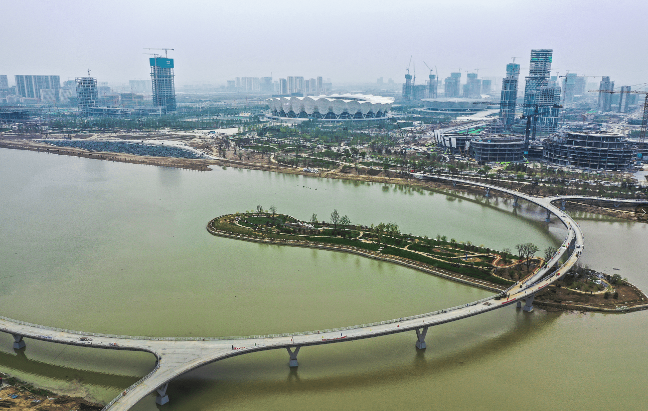 西安奥体中心跨灞河慢行桥即将"高颜值"亮相