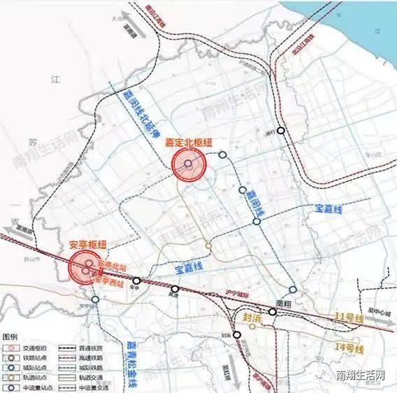 利用沪宁城际和沪苏通铁路,将既有安亭北与安亭西站组合形成安亭枢纽