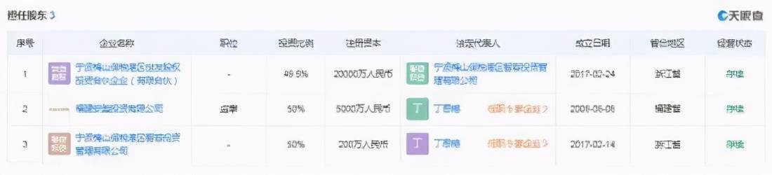 而丁斯晴应主要在投资方面活跃.