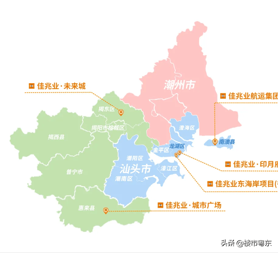 2020年6月,佳兆业瞄准粤东新城的政府核心区位,缔造地标大盘