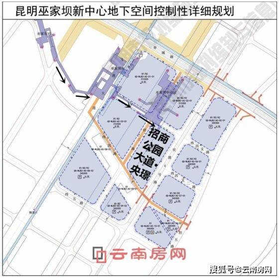 再次放大巫家坝地下空间规划图,可以看到,1号线巫家坝站,8号线巫家坝