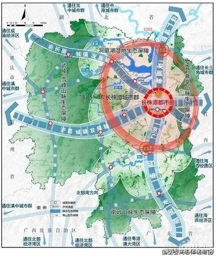 都市圈:中心区以外的浏阳市,宁乡市,醴陵市,韶山市,湘潭县等区域