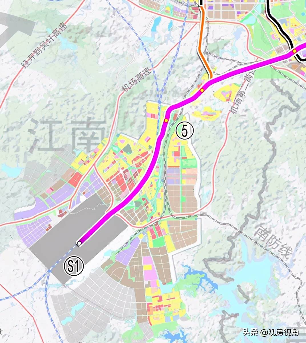 市郊铁路机场线(s1线)吴圩机场至玉洞段规划图