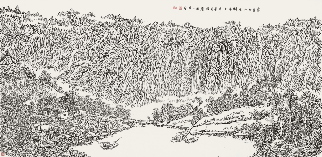 《富春江山居图》139x69cm《云起神龙架》181x97cm四中国画尤其其中的