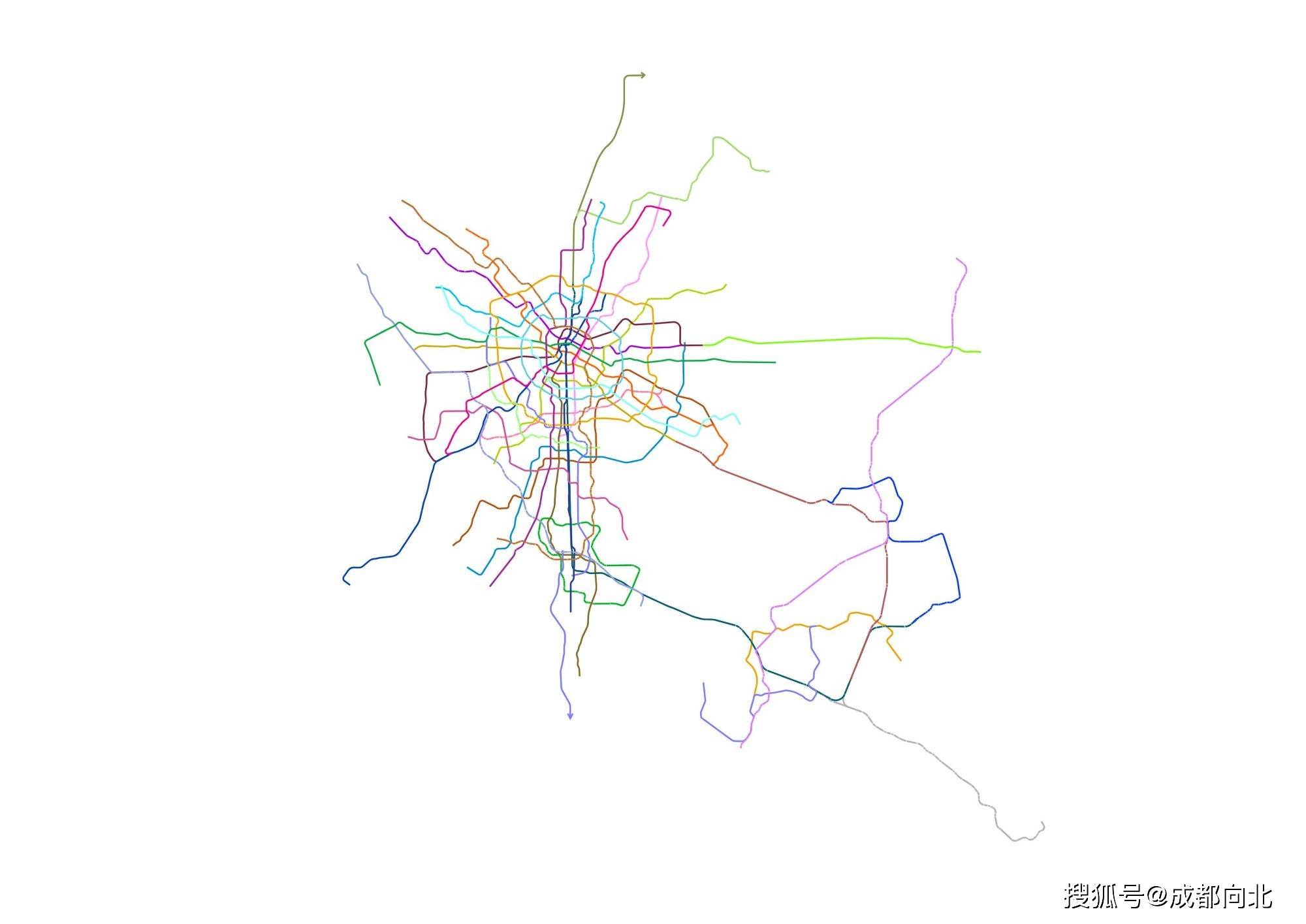 成都市2021版城市轨道交通线网规划优化图出炉啦,由36条线路组成