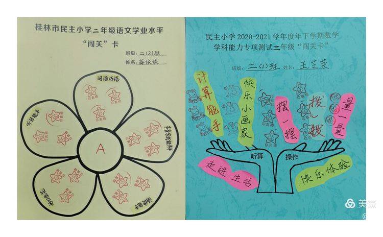 桂林市民主小学2021年春季学期一二年级语数学科期末游考活动