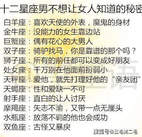 十二星座男不想让女人知道的秘密?12星座什么年龄结婚最顺利?