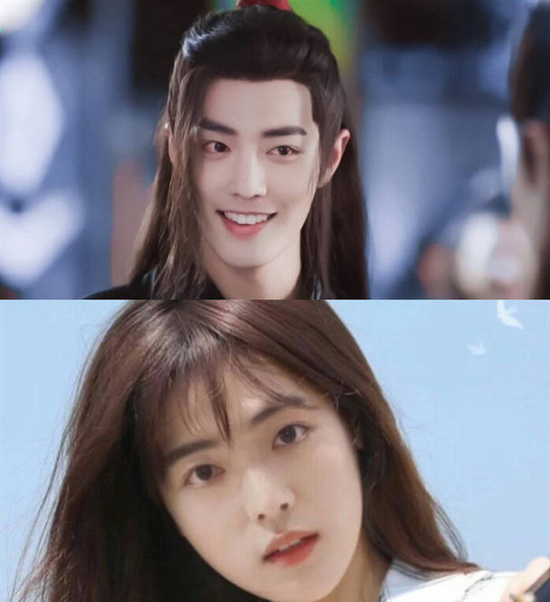 电视剧《陈情令》中大红大紫的肖战和王一博被网友用女装软件p图后