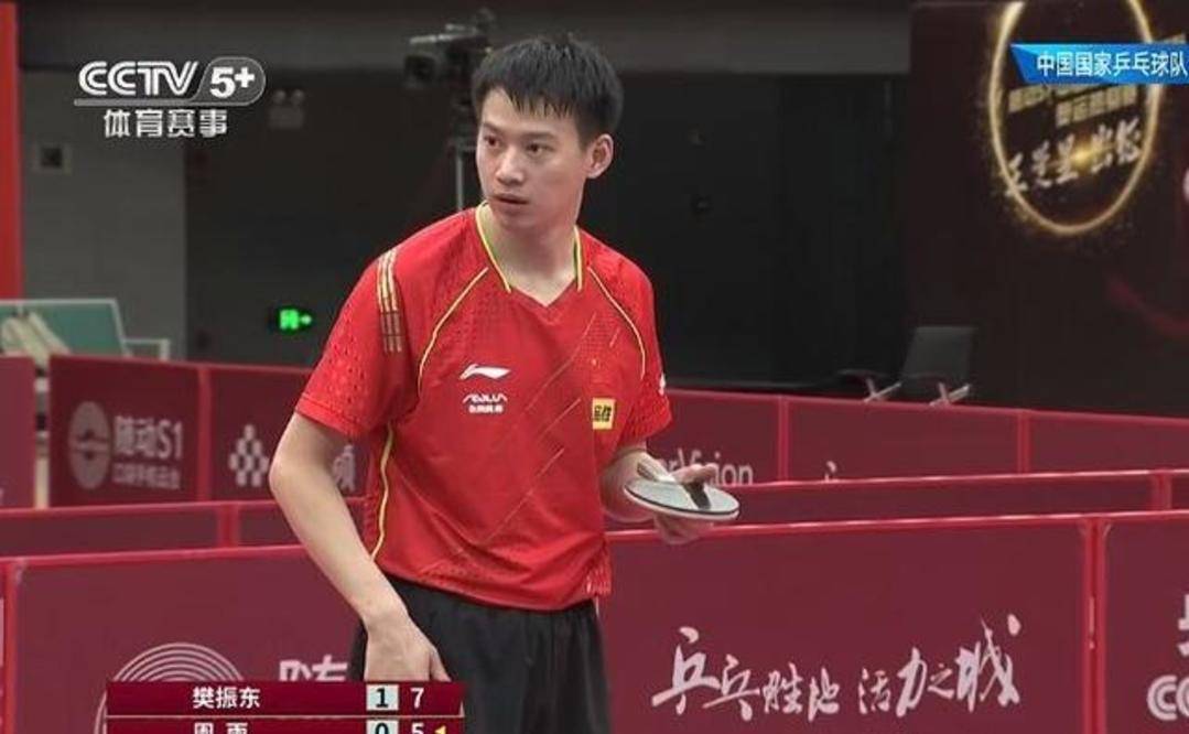 在横传拉球之后,樊振东已经取得了5-3的领先.
