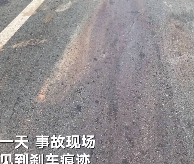 "谢大脚"车祸公路现场曝光,刹车痕迹明显,现场还留有骆驼残肢