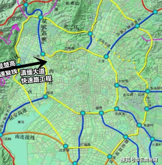 滇缅大道快速路从昆楚高速连接至学府路