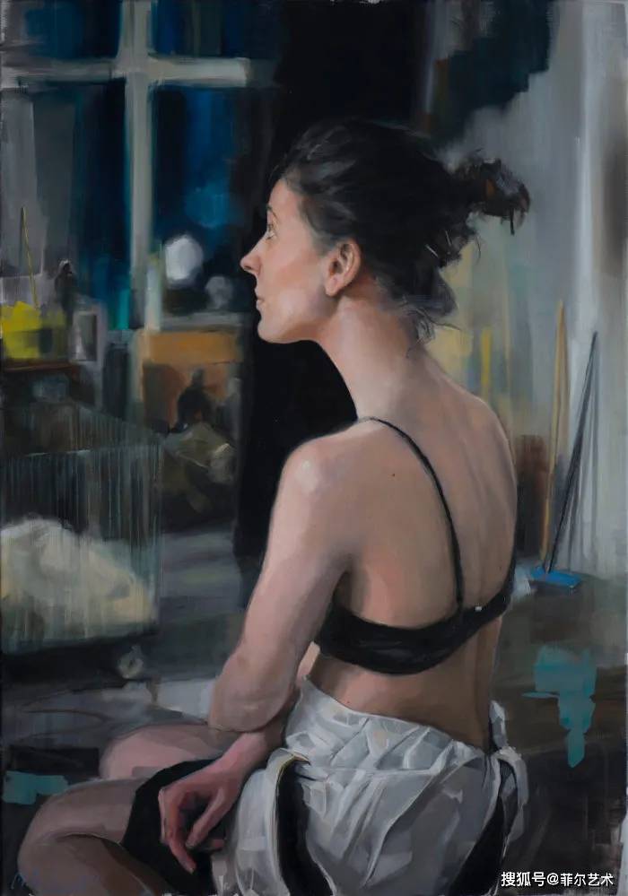 德国画家爱德华·高登油画作品中女人的背影,太美了!