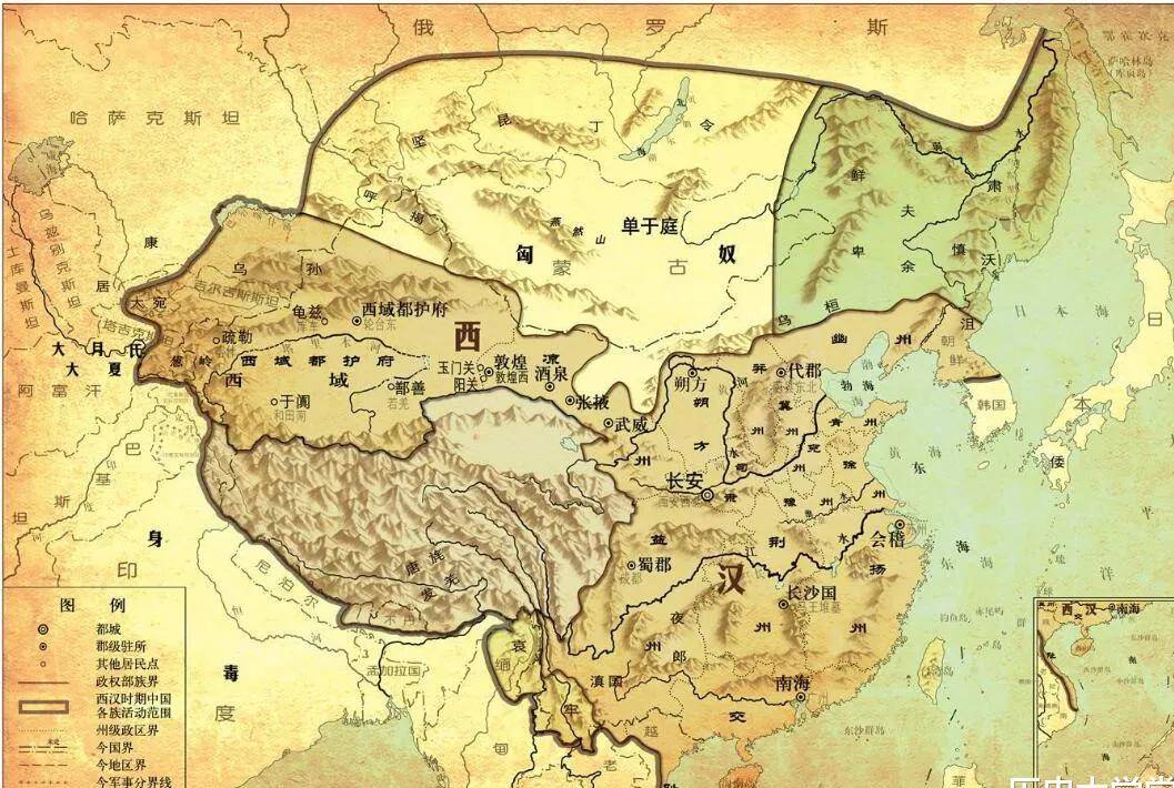 上图_ 西汉 版图 汉宣帝在政治,军事和经济方面的一系列做法堪称"