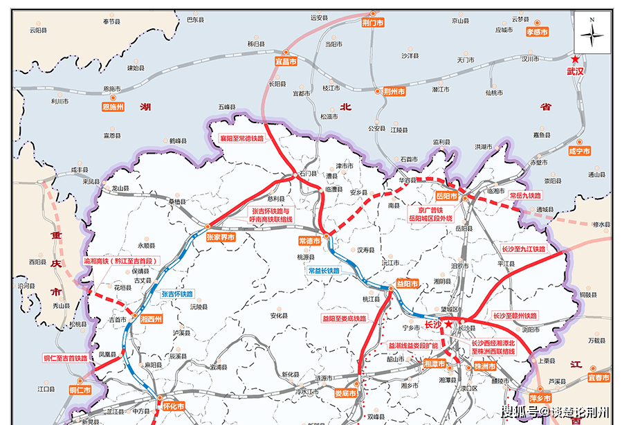 湖南十四五铁路规划,荆常和荆岳都没有,荆州南下高铁路在何方?
