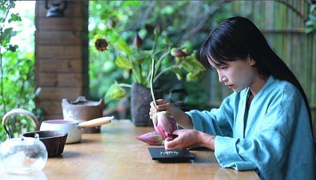 李子柒摘荷花做美食一卷一泡一油炸网友这样真的好吃吗花瓣