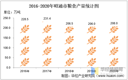 20162020年昭通市农林牧渔业总产值粮食产量及蔬菜产量统计