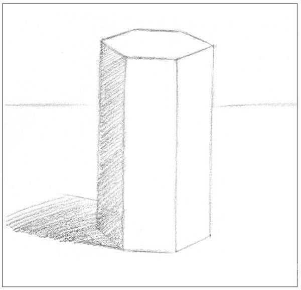 素描六棱柱的画法教程