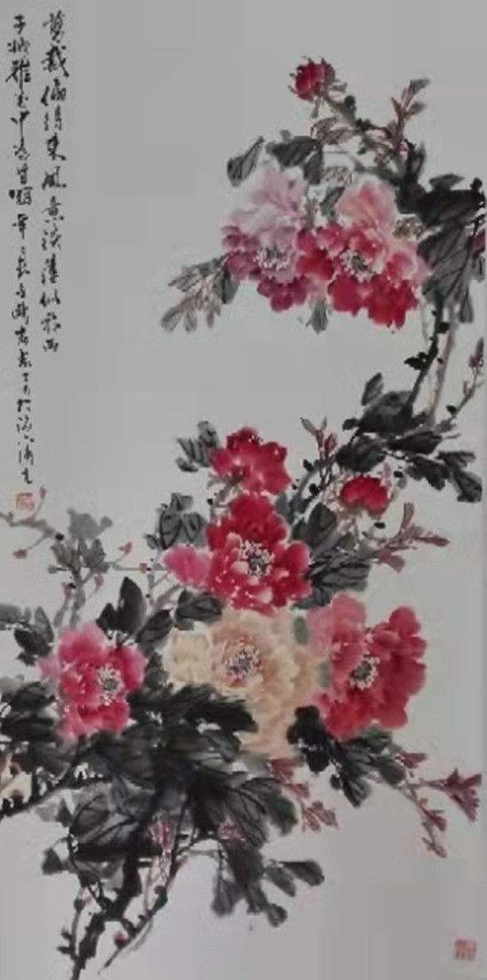 多是纯牡丹构出,少有他物穿插其间,团团簇簇而无一雷同,且一枝一花各