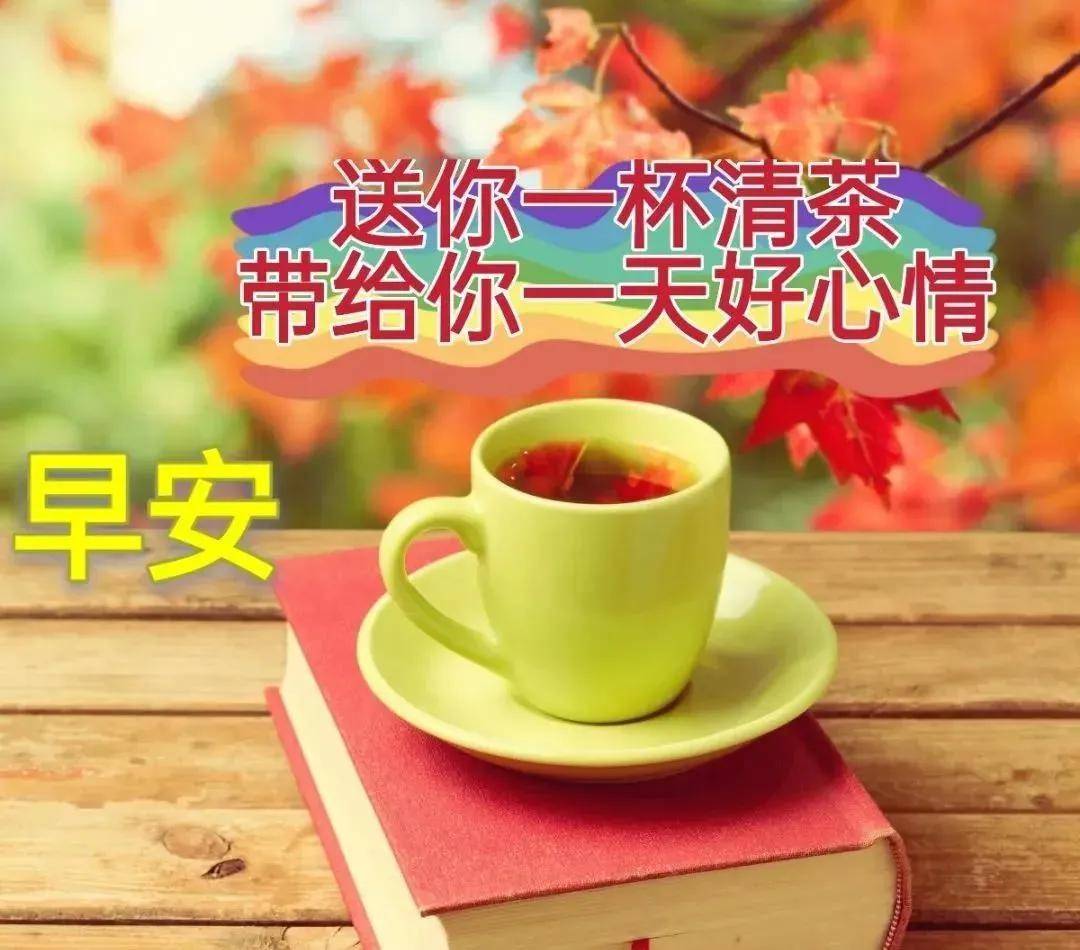 原创9张秋天创意唯美早安早上好祝福语图片大全免打字秋日清晨早安