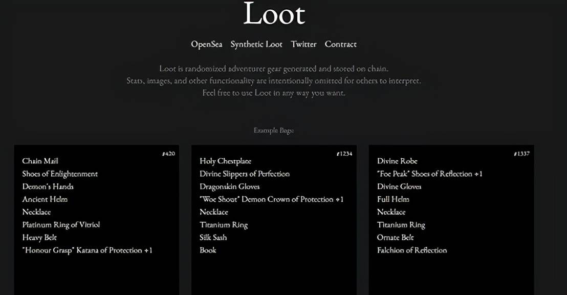 nft分子loot助推元宇宙链上进化