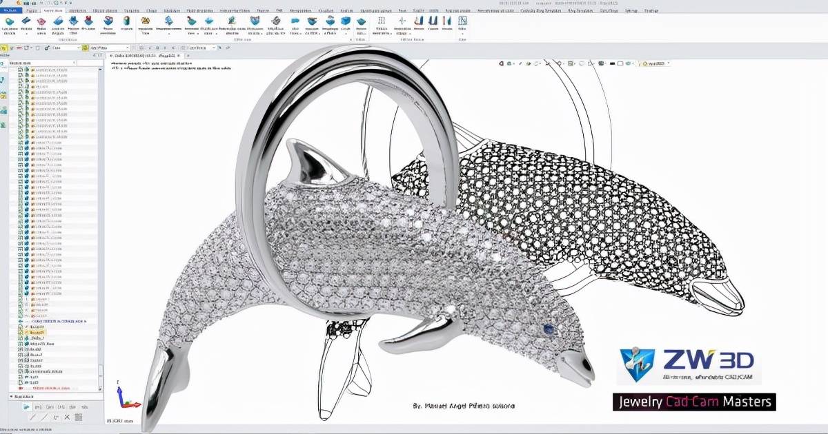 索尔索纳先生用中望3d和jewelry cad dream设计的海豚主题珠宝