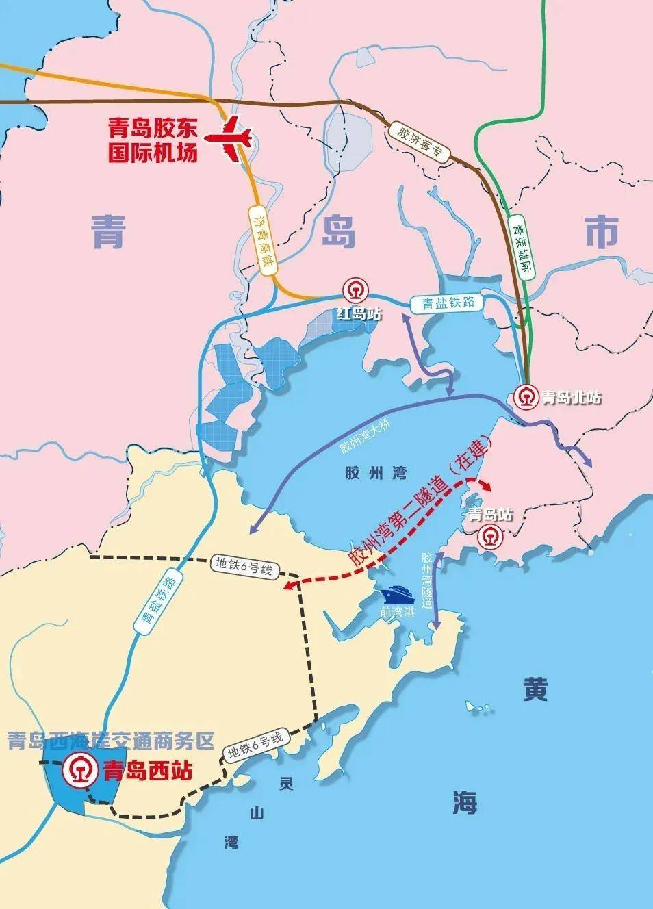 构建350km/h区域放射网,规划新建胶州湾过海铁路,实现沿海通道 济青