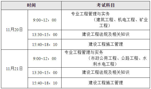 【考试科目及时间安排】