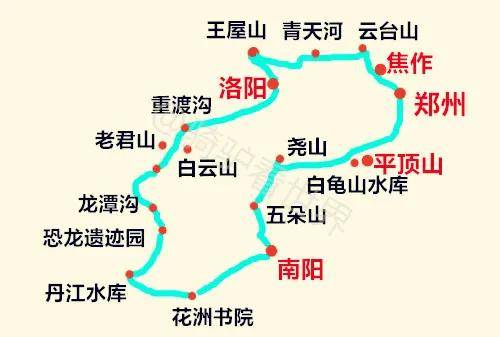 恐龙遗迹园,内乡县衙,丹江水库,花洲书院,五朵山,尧山,白龟山水库沿途