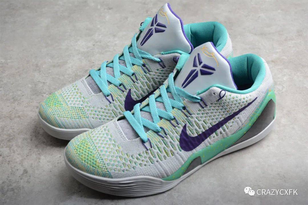 耐克nike kobe 9 elite low 科比低帮灰蓝绿篮球鞋