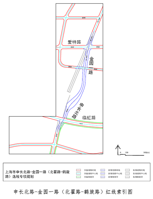 道路红线规划调整方案申长北路-金园一路(北翟路-鹤旋路)规划红线宽32