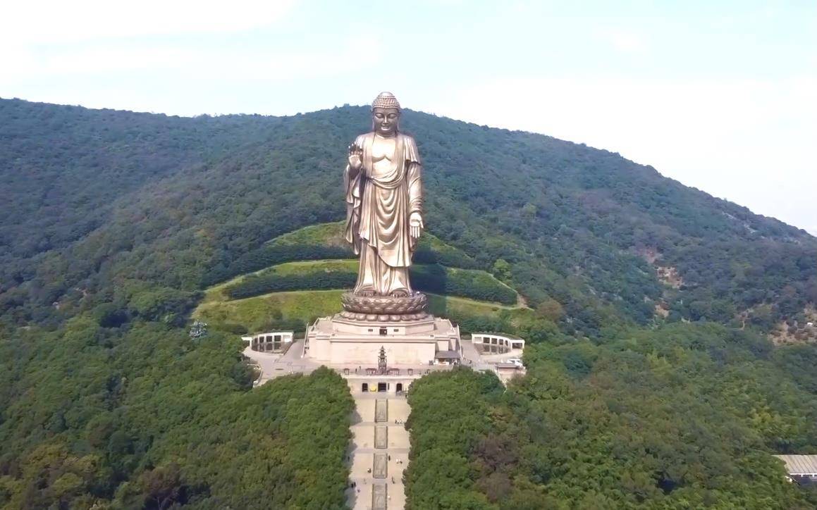 高空俯瞰无锡灵山大佛,88米高的大佛超级震撼_景区