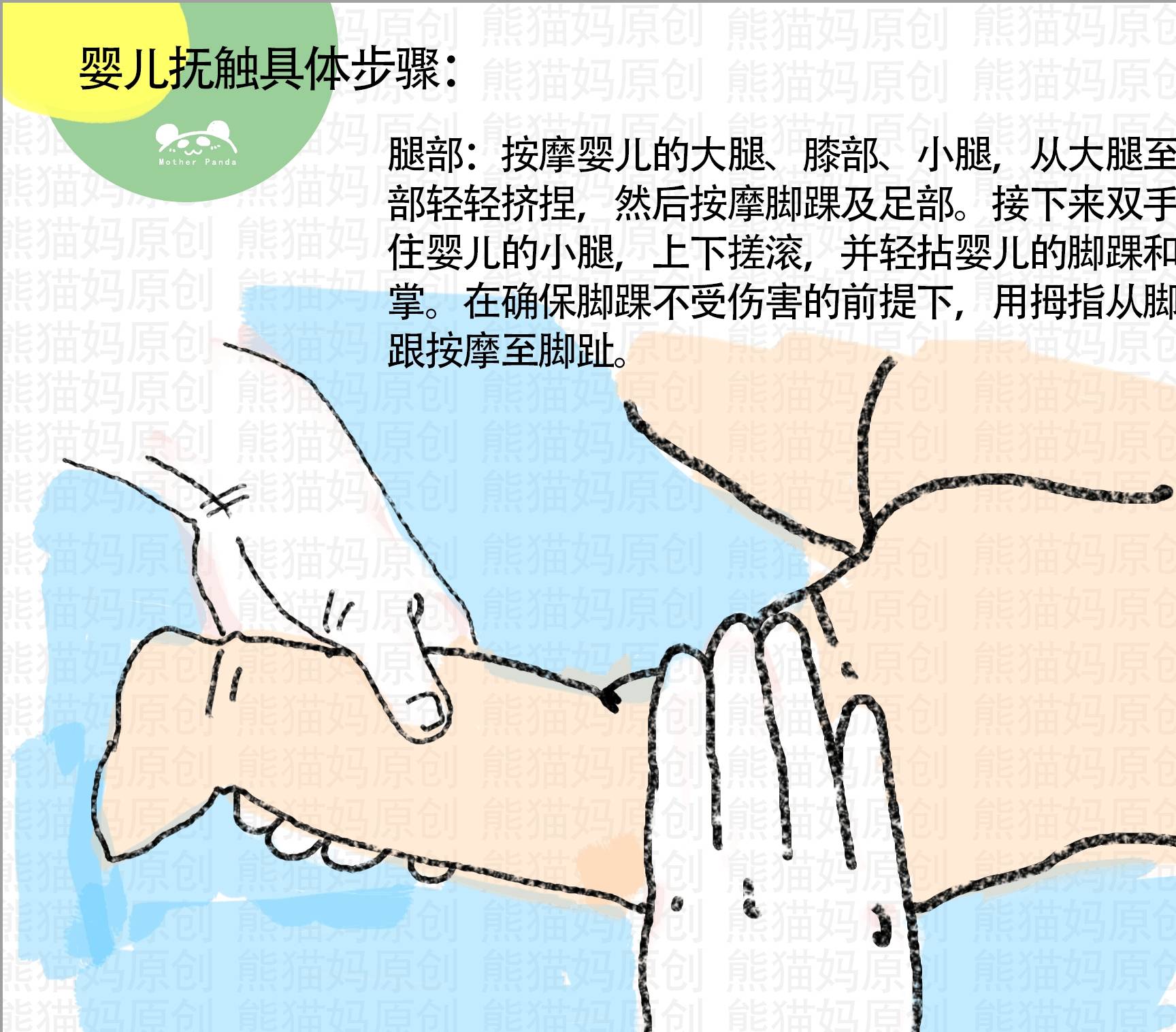 婴儿抚触15图:腹按摩助肠蠕动,腿按摩助协调,背按摩利