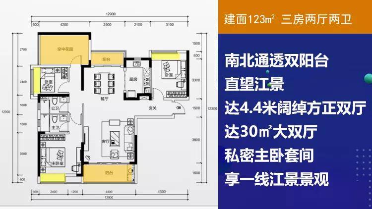 三期洋房123㎡01户型 直望江景江门江海区《印象海伦湾》团购咨询