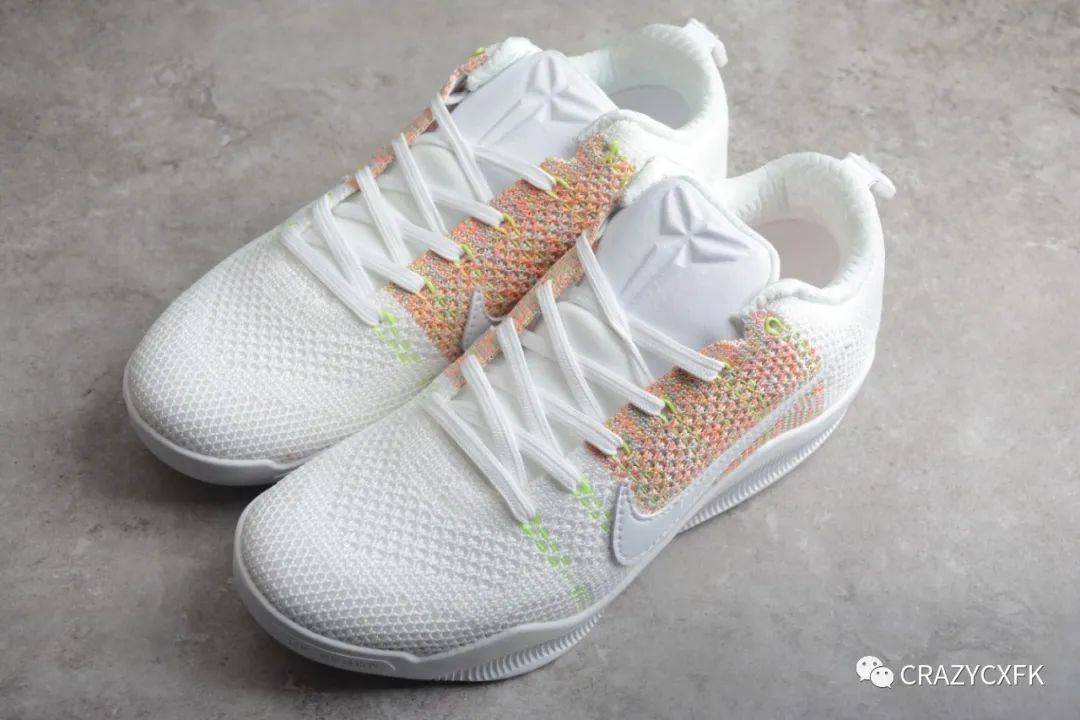 耐克科比11代白彩虹 nike kobe elite low 4kb flyknit 低帮篮球鞋